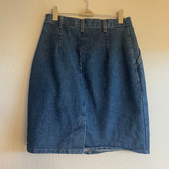 Vintage 80s High Waisted Denim Mini Skirt - Picture 4 of 6